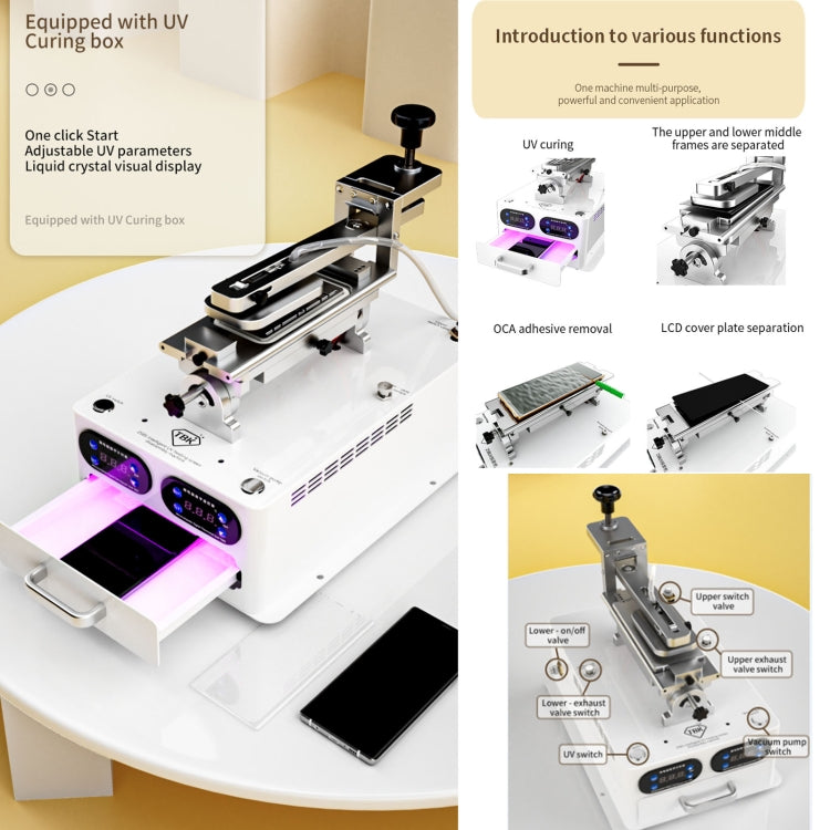 TBK 258S Intelligent Multi-function UV Cured Disassembly Machine, US Plug, UK Plug, AU Plug
