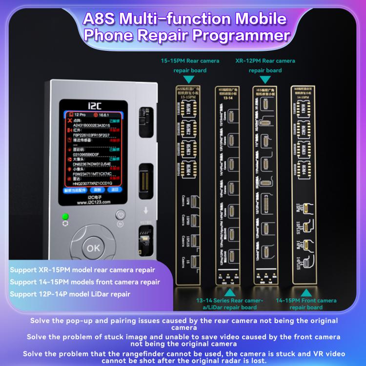 i2C A8S Multi-function Phone Repair Programmer, Host+7-15 Pro Max True Tone Board, Host+12-15 Plus True Tone Board, Host