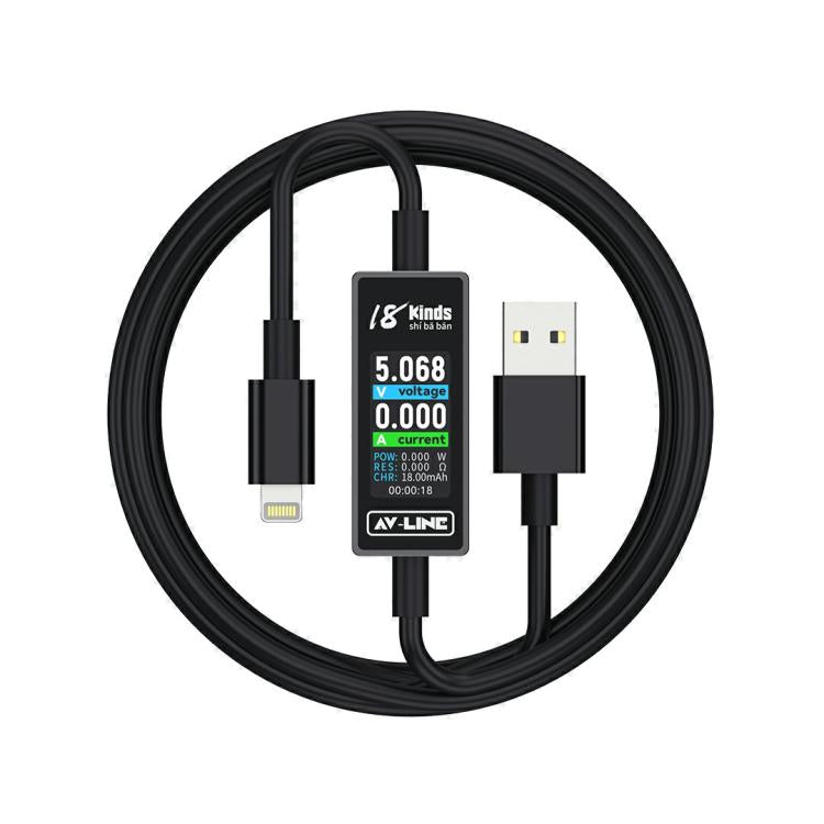 18 Kinds AV-Line 2.0 1.2m Intelligent Detection Charging Data Cable, USB to 8 Pin, USB to Type-C