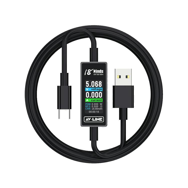 18 Kinds AV-Line 2.0 1.2m Intelligent Detection Charging Data Cable, USB to 8 Pin, USB to Type-C