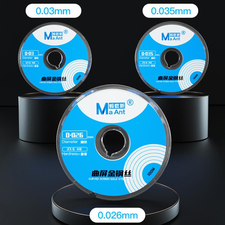MaAnt 100m High Hardness Curved Screen Cutting Diamond Wire, 0.03mm, 0.026mm, 0.035mm