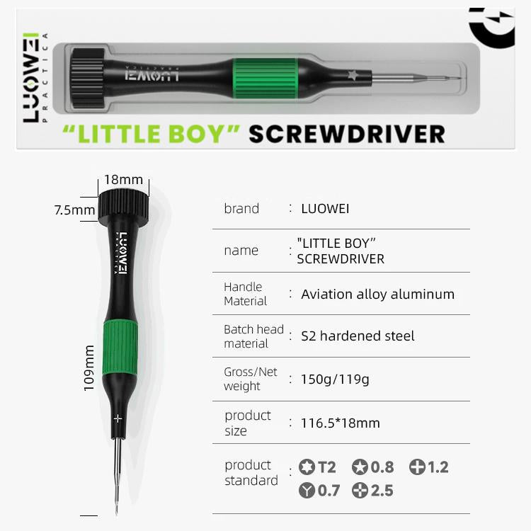 Luowei Little Boy Smooth Bearings Alloy Magnetic Screwdriver, Y-shaped 0.7, Hexagon T2, Cross 1.2, Five Stars 0.8, Medium Plate 2.5, 5 in 1 Set