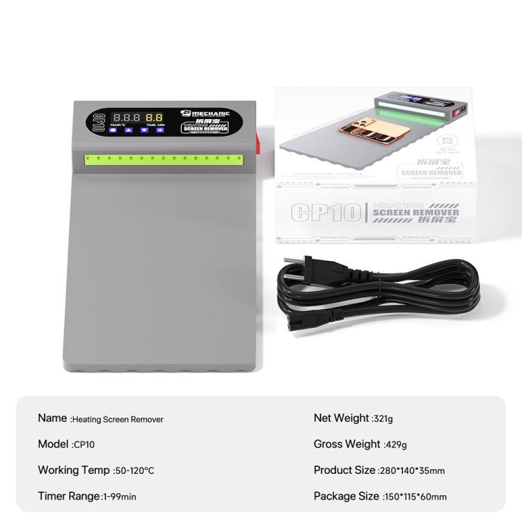 MECHANIC CP10 10.5 inch Screen Heating Separation Pad with Dust-Revealing Light, EU Plug, US Plug