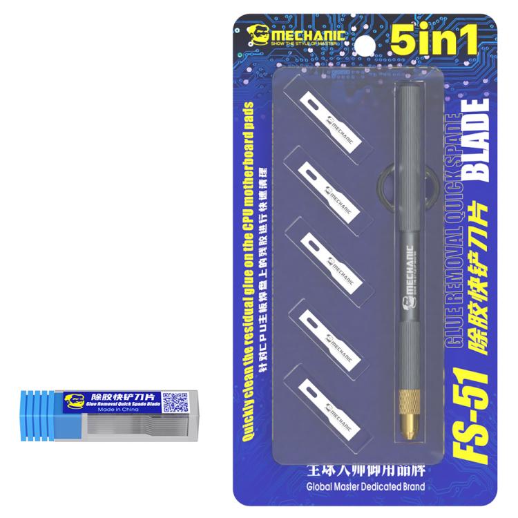 MECHANIC FS-51 Stainless Steel Anti-Static Glue Removal Quick Spade Blade Set
