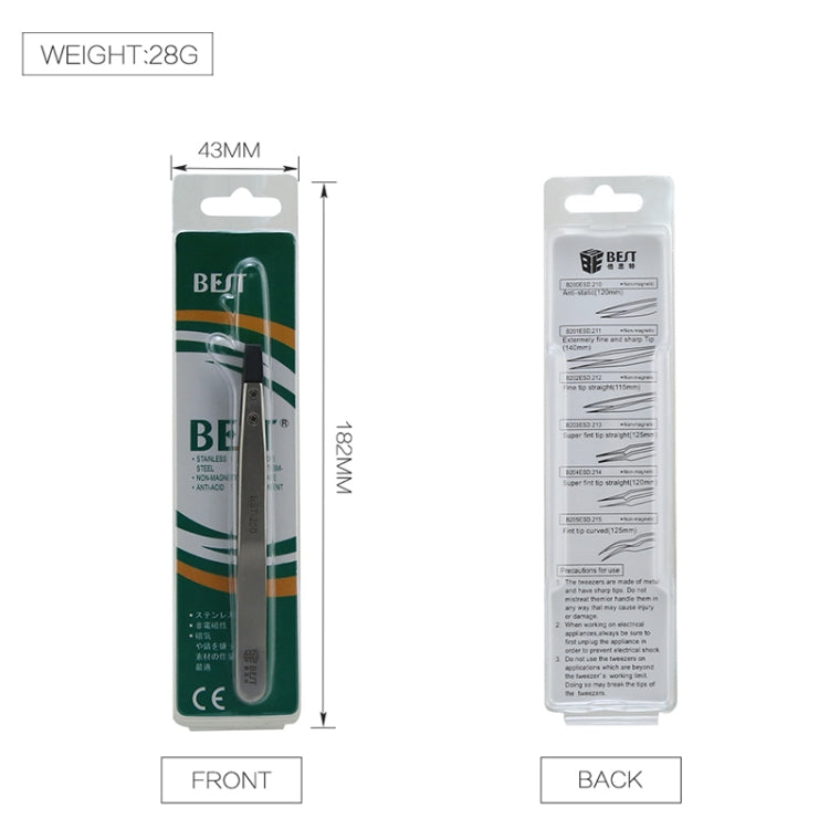 BEST BST-250 Stainless Steel Snti Static Tweezer, BST-250