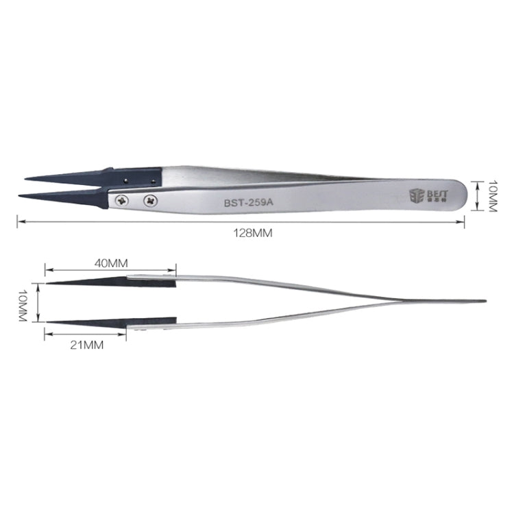 BEST BST-259A Stainless Steel Snti Static Tweezer, BST-259A