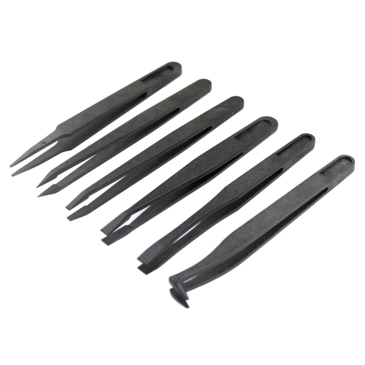 JF-S6in1 6 in 1 Anti-static Carbon Fiber Straight and Curved Tip Tweezers, JF-S 6 in 1