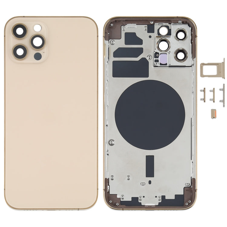 Back Housing Cover with SIM Card Tray & Side Keys & Camera Lens for iPhone 12 Pro(Blue), For iPhone 12 Pro(with SIM Card Tray & Side Keys)
