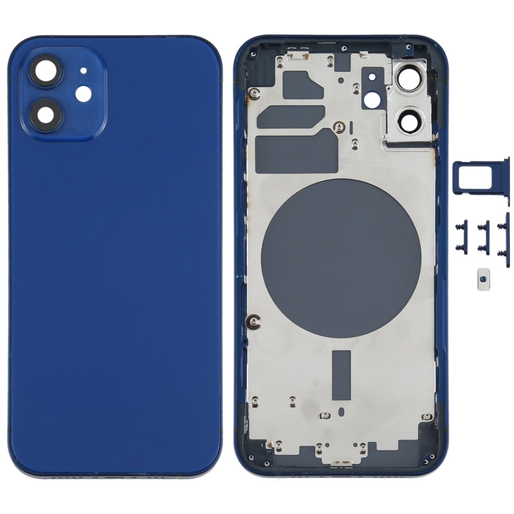 Back Housing Cover with SIM Card Tray & Side Keys & Camera Lens for iPhone 12(White), For iPhone 12(with Card Tray), For iPhone 12(with SIM Card Tray), Back Housing Cover for 12