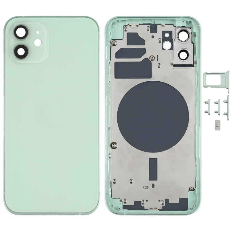 Back Housing Cover with SIM Card Tray & Side Keys & Camera Lens for iPhone 12(White), For iPhone 12(with Card Tray), For iPhone 12(with SIM Card Tray), Back Housing Cover for 12