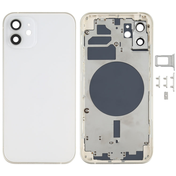 Back Housing Cover with SIM Card Tray & Side Keys & Camera Lens for iPhone 12(White)
