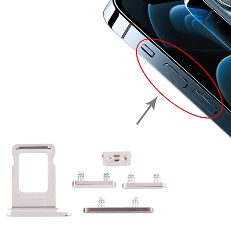SIM Card Tray + Side Keys for iPhone 12 Pro Max, For iPhone 12 Pro Max (Single card)