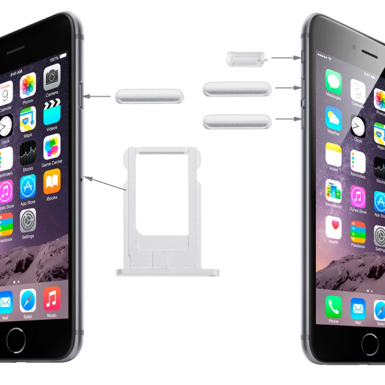 Card Tray & Volume Control Key & Screen Lock Key & Mute Switch Vibrator Key Kit for iPhone 6, For iPhone 6 (Kit)