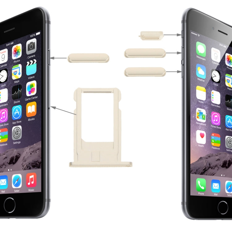 Card Tray & Volume Control Key & Screen Lock Key & Mute Switch Vibrator Key Kit for iPhone 6, For iPhone 6 (Kit), For iPhone 6