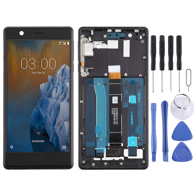 LCD Screen and Digitizer Full Assembly with Frame & Side Keys for Nokia 3 TA-1032, For Nokia 3