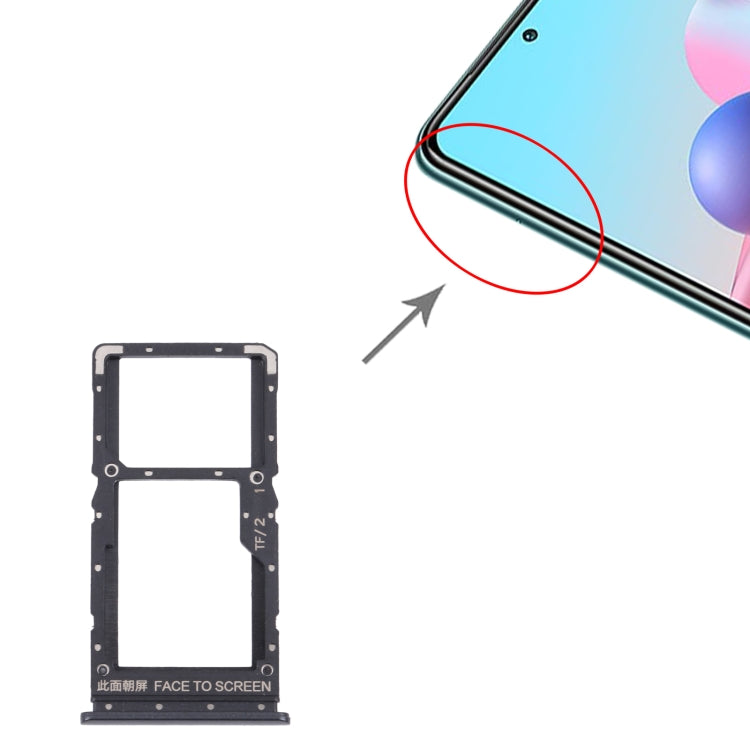 SIM Card Tray + SIM Card Tray / Micro SD Card Tray for Xiaomi Redmi Note 10 5G / Poco M3 Pro 5G / Redmi Note 10T 5G M2103K19G M2103K19C M2103K19PG M2103K19PI