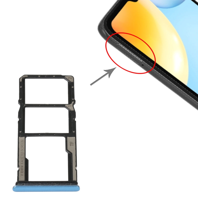 SIM Card Tray + SIM Card Tray + Micro SD Card Tray For Xiaomi Redmi 10C/Redmi 10 India/Poco C40, For Xiaomi Redmi 10C/Redmi 10 India/Poco C40