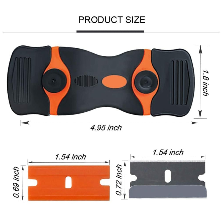 Double Headed Scraper Blade Glue Squeegee Remover Cleaner Tool, Double Headed (Yellow), Double Headed (Orange), Double Headed (Blue)