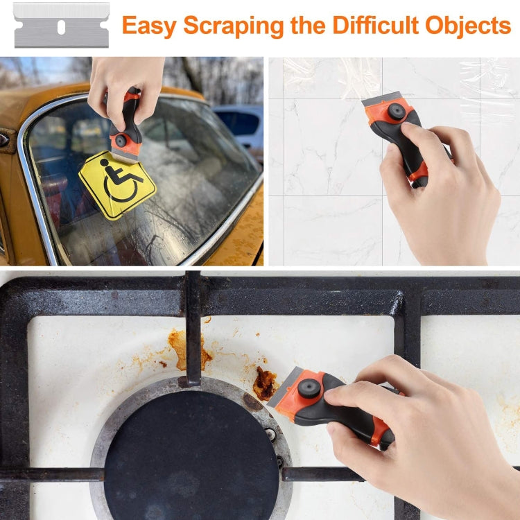Double Headed Scraper Blade Glue Squeegee Remover Cleaner Tool, Double Headed (Yellow), Double Headed (Orange), Double Headed (Blue)