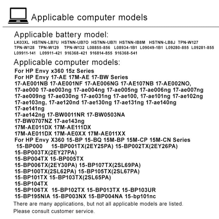 4300mAh Laptop Batteries For HP Envy TPN-W127 TPN-W134, LK03XL