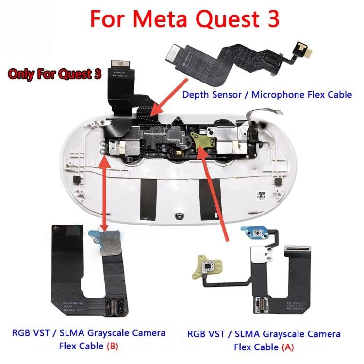 For Meta Quest 3 VR Headset Repair Parts, Depth Senso Flex Cable, RGB VST SLMA Cable A, RGB VST SLMA Cable B, Power Indicator Light Cable