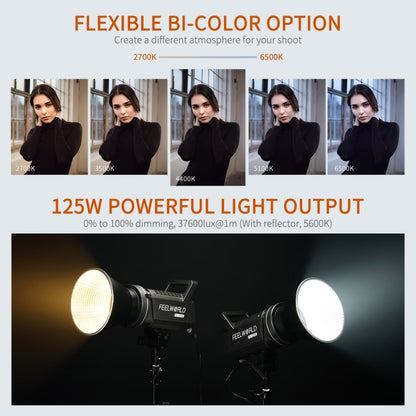FEELWORLD FL125B 125W Bi-color Point Source Video Light, Bluetooth APP Control, FL125B