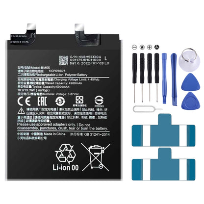 BN53 4820 mAh Li-Polymer Battery Replacement For Xiaomi Redmi Note 9 Pro 5G, BM37, BN51, BM52, BM4M, BM4Q, BN56, BM55, BN53, BN62, BM54, BM4X, BM4Y, BM57, BN59, BP42, 38, BP44, BM5A, BP47, BN66, BM58, BP43, BN57, BS01FA, BN60, BN80, BM4P, BN61