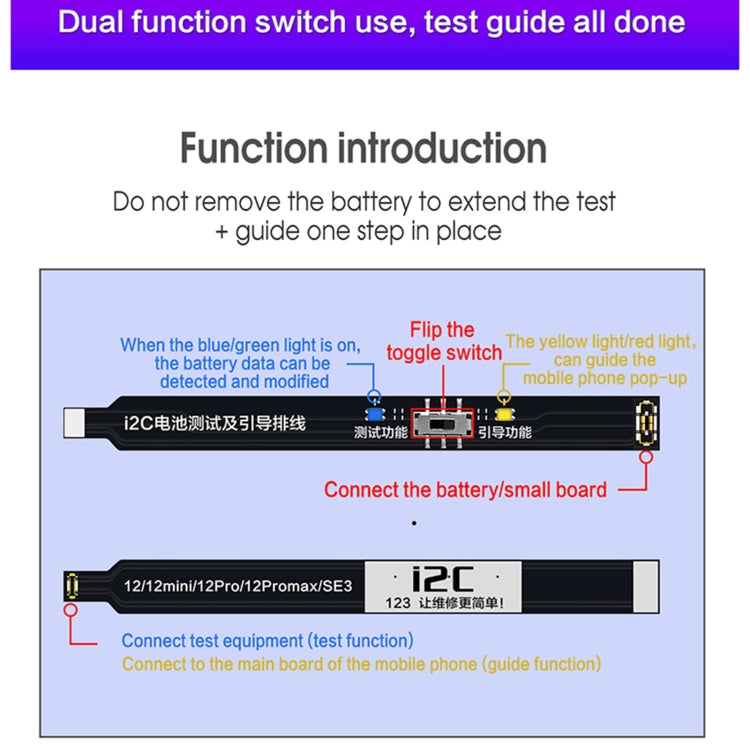 i2C Battery Boot Strap Test Flex Cable, For iPhone 5 SE / 6s / 6 Plus / 6s Plus / 7 / 7 Plus, For iPhone 8 / 8 Plus / X / XR / XS / XS Max / 11 Pro / 11 Pro Max, For iPhone 11 / SE2, For iPhone 12 mini / 12 / 12 Pro / 12 Pro Max / SE3                  ...