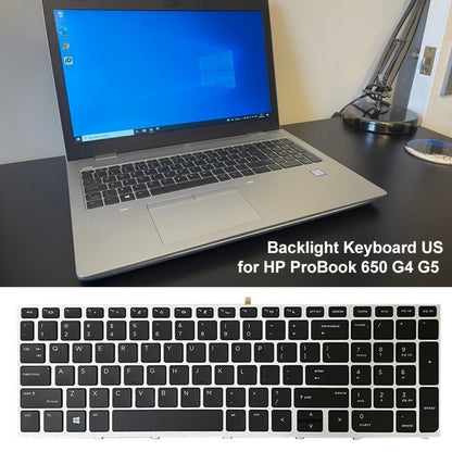 Silver Frame US Version Laptop Backlight Keyboard, For HP ProBook 650 G4