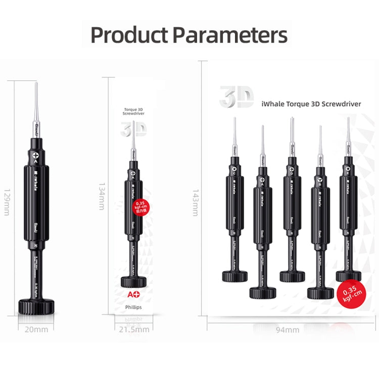 QianLi iWhale Special S2 Steel Magnetic Torque 3D Screwdriver, A Phillips 0.35, B Tri-point 0.35, C Pentalobe 0.35, D Pinhead Phillips 0.35, E T2 Torx 0.35