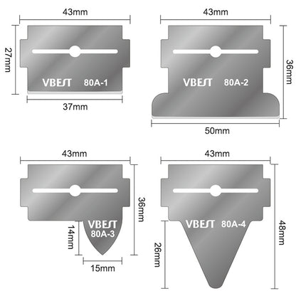 BEST VBST-80A 8 in 1 Stainless Steel Multipurpose Magnetic Double-sided Glue Removal Scraper Set