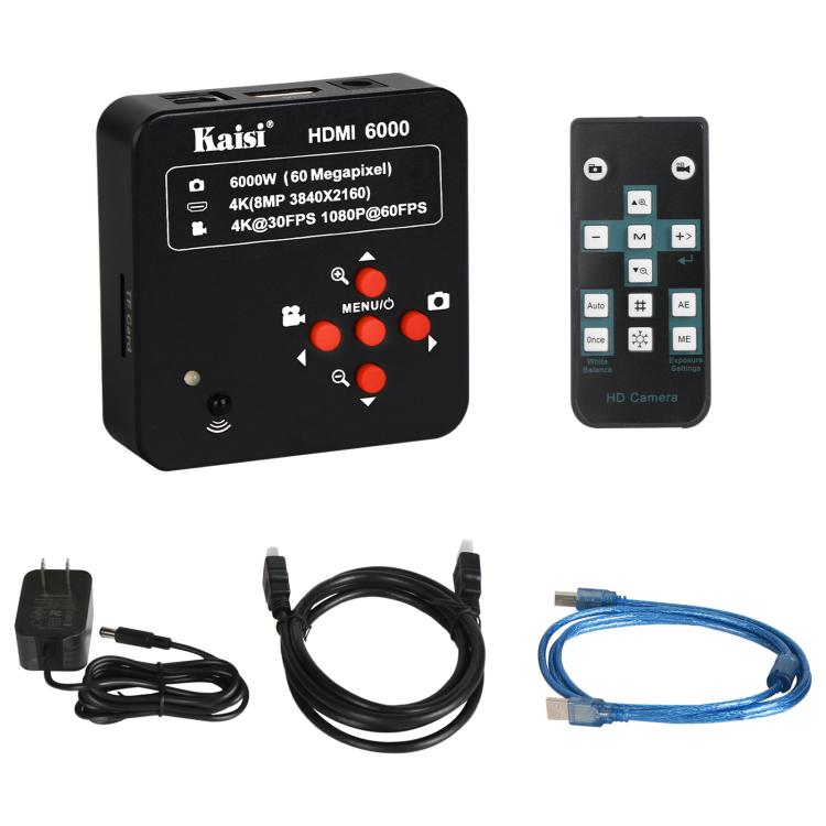Kaisi HDMI 6000 HDMI / USB Dual Interface 60MP 4K Ultra HD Microscope Industrial Camera, US Plug, EU Plug