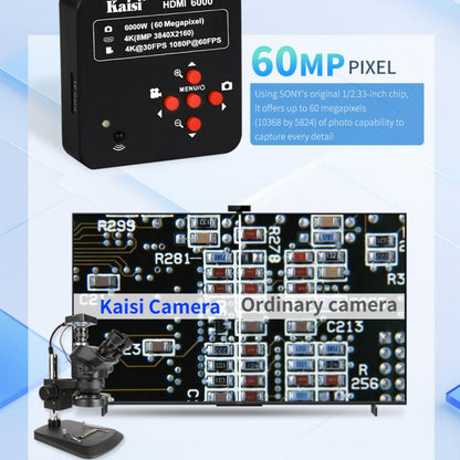 Kaisi HDMI 6000 HDMI / USB Dual Interface 60MP 4K Ultra HD Microscope Industrial Camera, US Plug, EU Plug