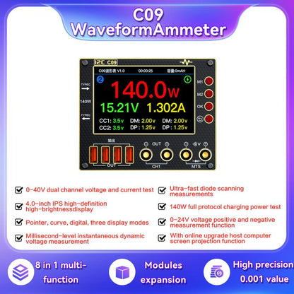 i2C C09 Charge Detection / Voltage Measurement Digital Waveform Ammeter, Host, With Expansion  Board