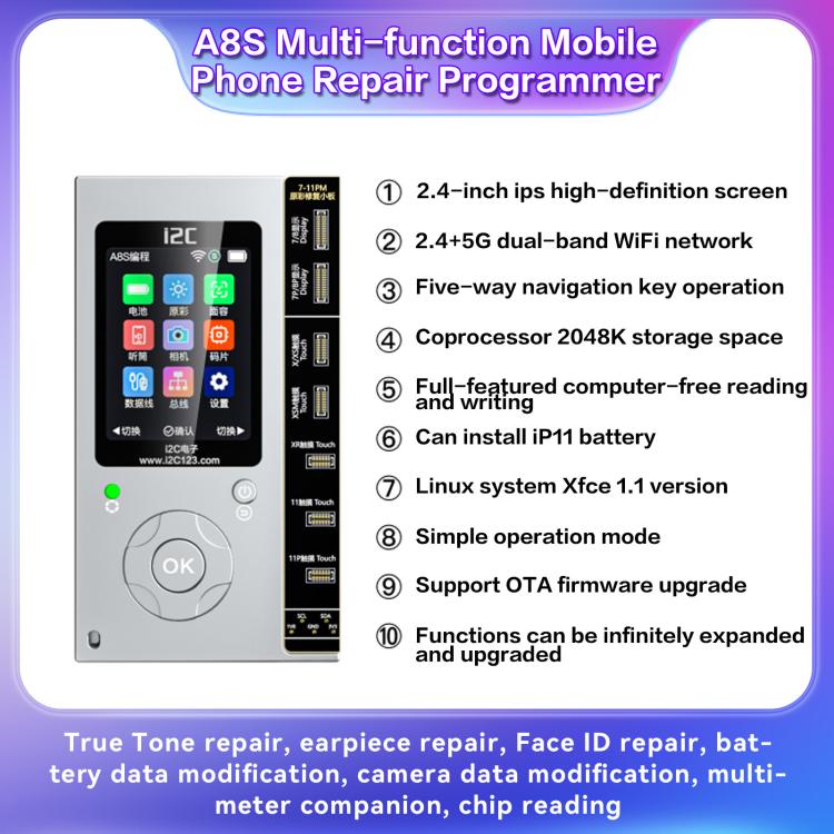 i2C A8S Multi-function Phone Repair Programmer, Host, Host+12-15 Plus True Tone Board, Host+7-15 Pro Max True Tone Board