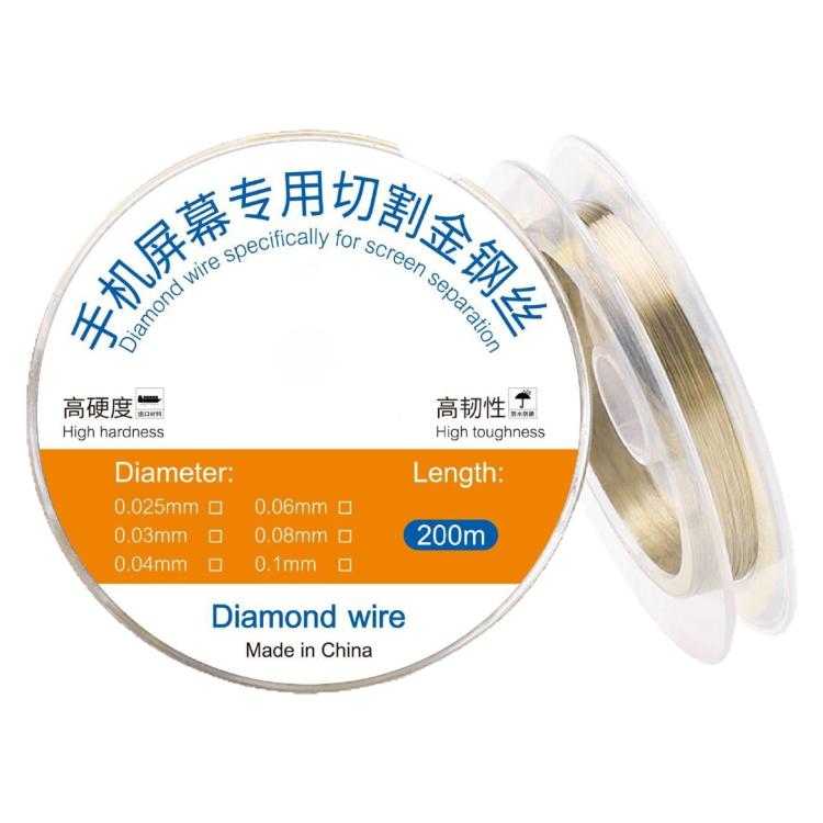 200m Screen Separation Specifically Diamond Cutting Wire, 0.1mm, 0.03mm, 0.04mm, 0.06mm, 0.08mm, 0.025mm