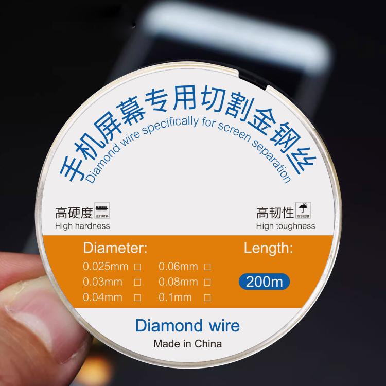 200m Screen Separation Specifically Diamond Cutting Wire, 0.1mm, 0.03mm, 0.04mm, 0.06mm, 0.08mm, 0.025mm