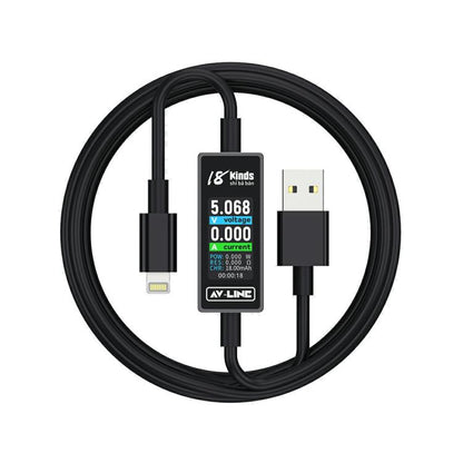 18 Kinds AV-Line 2.0 1.2m Intelligent Detection Charging Data Cable, USB to  8 Pin, USB to Type-C