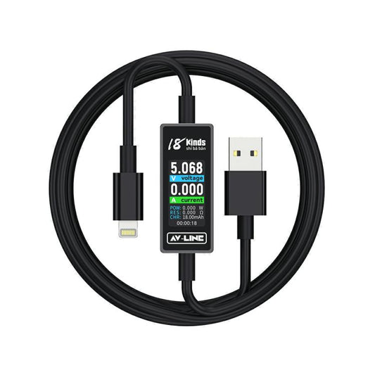 18 Kinds AV-Line 2.0 1.2m Intelligent Detection Charging Data Cable, USB to  8 Pin, USB to Type-C