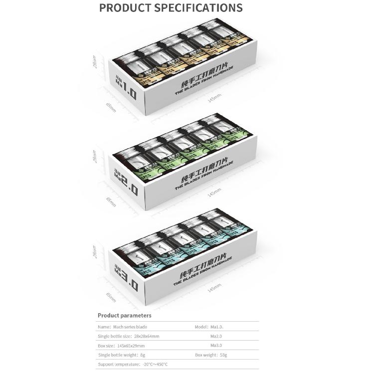 18 Kinds 5 in 1 High Toughness Soft Handmade Polishing Blade, Ma1.0, Ma2.0, Ma3.0, Ma4.0, Ma5.0, MA-Family Bucket