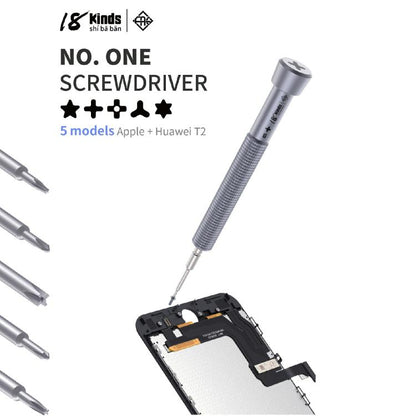 18 Kinds Precision Magnetic Super Hard Screwdriver, A Pentalobe, B Phillips, C External Cross, D Tri-Wing, E Allen