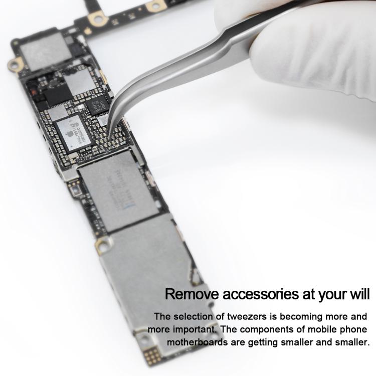 MEGA-IEDA High Hard Non-magnetic Stainless Steel Repair Tweezers, Long Tip, Short Tip, Curved Tip