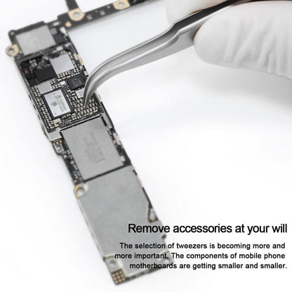 MEGA-IEDA High Hard Non-magnetic Stainless Steel Repair Tweezers, Long Tip, Short Tip, Curved Tip