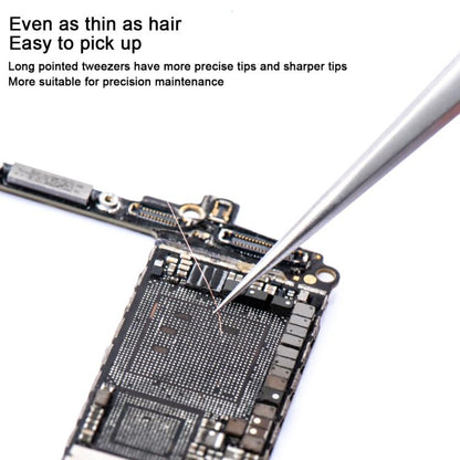 MEGA-IEDA High Hard Non-magnetic Stainless Steel Repair Tweezers, Long Tip, Short Tip, Curved Tip