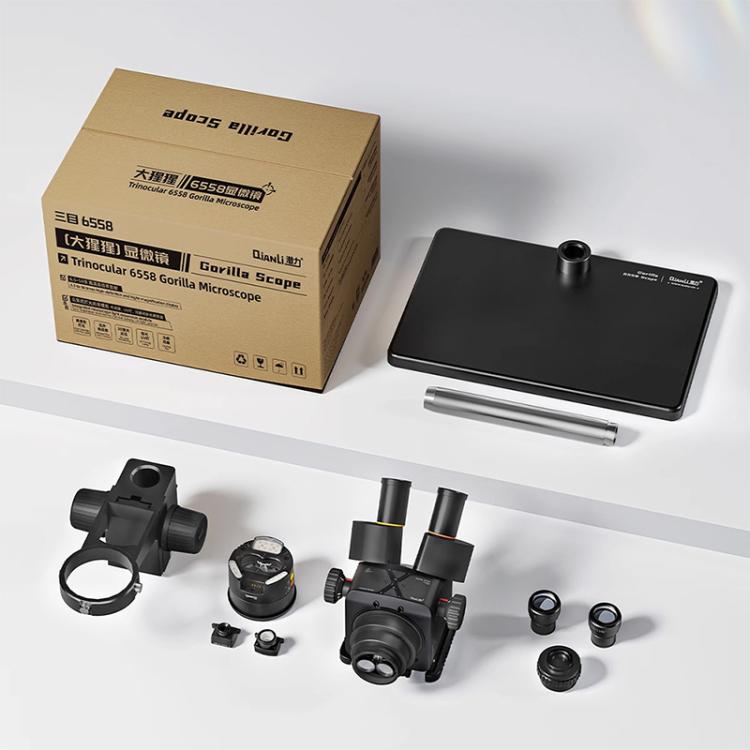 QianLi 6558 6.5X-58X Gorilla Trinocular Microscope, US Plug, EU Plug