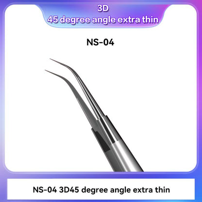i2C NS Series Super Alloy High Precision Stainless Steel Super Hard Extra Tip Flying Wire Tweezers, NS-04 Bend Tip, NS-01 2.5 Standard, NS-03 Extra Hard Tip, NS-02 Extra Hard Type, NS-04/02/03 Set