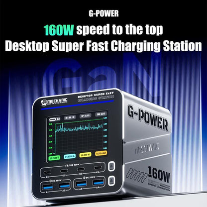 Mechanic G-POWER 160W GaN Desktop Fast Charging Station with 15W Magnetic Fast Charging, EU Plug, US Plug, UK Plug