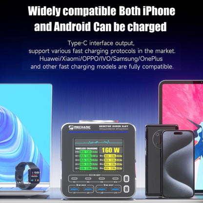 Mechanic G-POWER 160W GaN Desktop Fast Charging Station with 15W Magnetic Fast Charging, EU Plug, US Plug, UK Plug