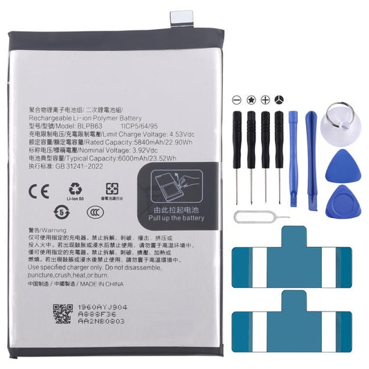 Battery Replacement, For OPPO A5 Pro 5G / F29 Pro BLPB63 6000mAh, For OPPO Reno13 Pro BLPB43 5800mAh, For OPPO Reno13 BLPB49 5600mAh, For OPPO K12X PJT110 BLPA69 5500mAh, For OPPO Reno12 Pro BLPA63 5000mAh, For OPPO Reno12 CPH2625 BLPA61 5000mAh