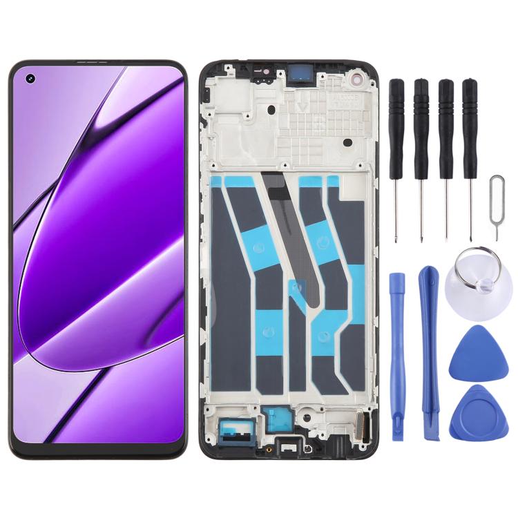 OLED LCD Screen Digitizer Full Assembly with Frame, For Realme 12+ 5G RMX3867, For Realme 11 4G RMX3636